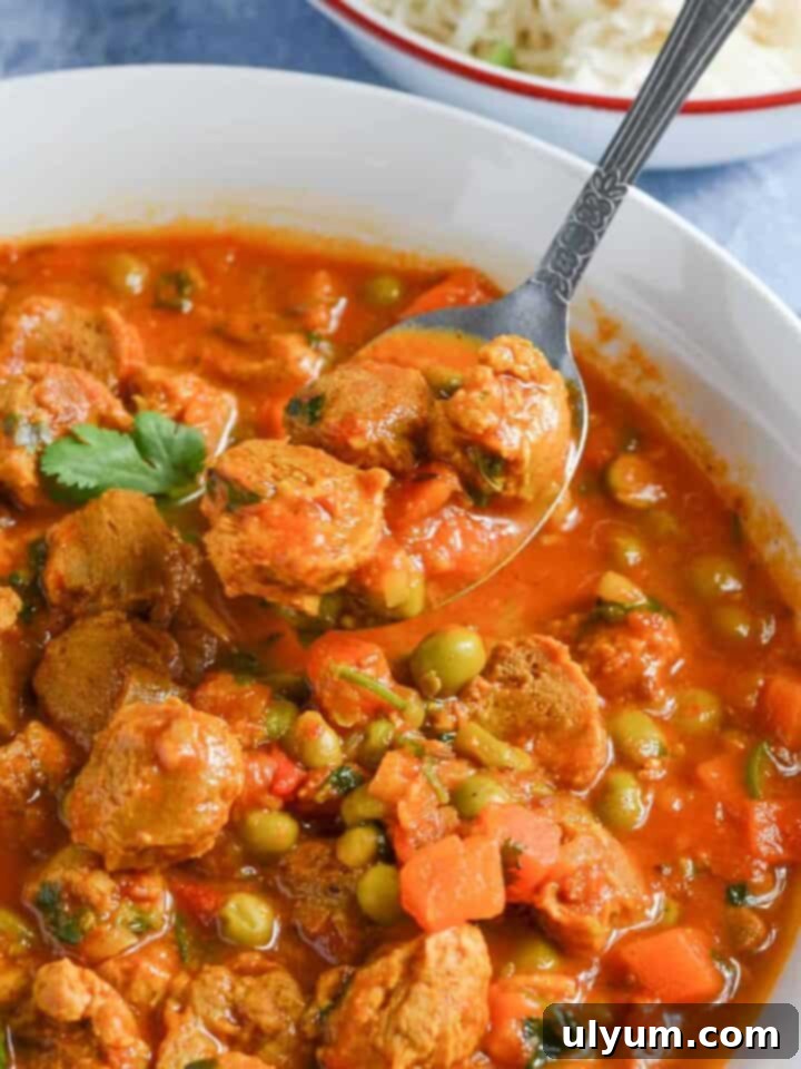 Instant Pot TVP (Textured Vegetable Protein) Curry, vegan, gluten-free, and protein-packed.