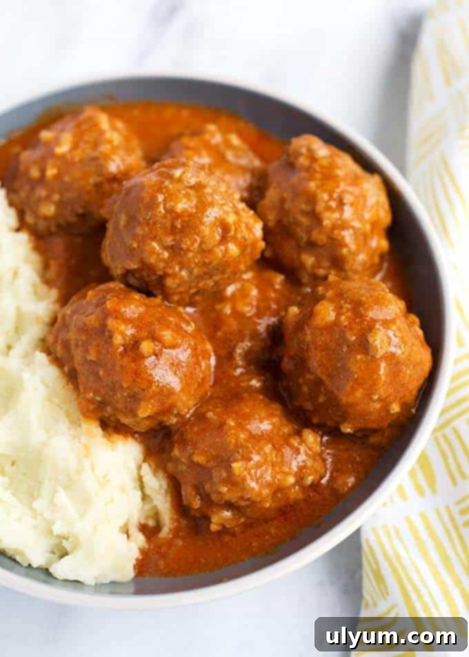 Instant Pot Porcupine Meatballs with rice and tomato sauce.