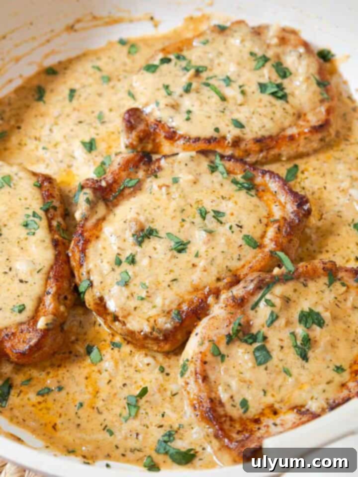 One Pan Creamy Garlic Pork Chops