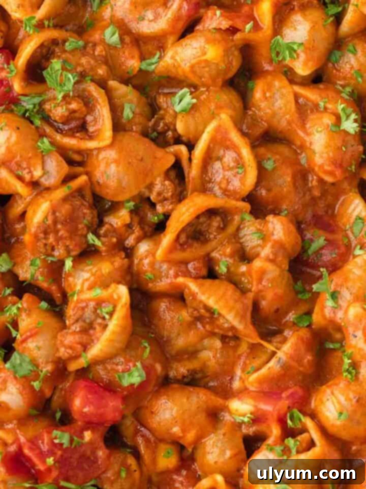 One Pot Cheesy Taco Pasta